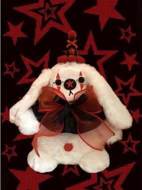 Red & White Star Bunny Plush with Bow